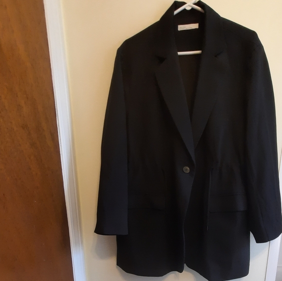 Oak + Fort Oversized Drawstring Waist Black Blazer Jacket - Picture 3 of 14